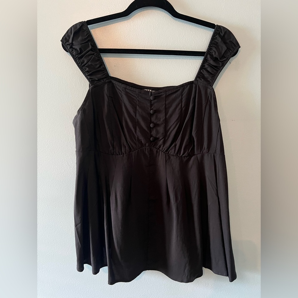 NWT Torrid Deep Black Challis Peplum Corset Top